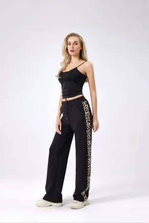 (4P.PACK) Wide Leg Leopard Trim Trousers