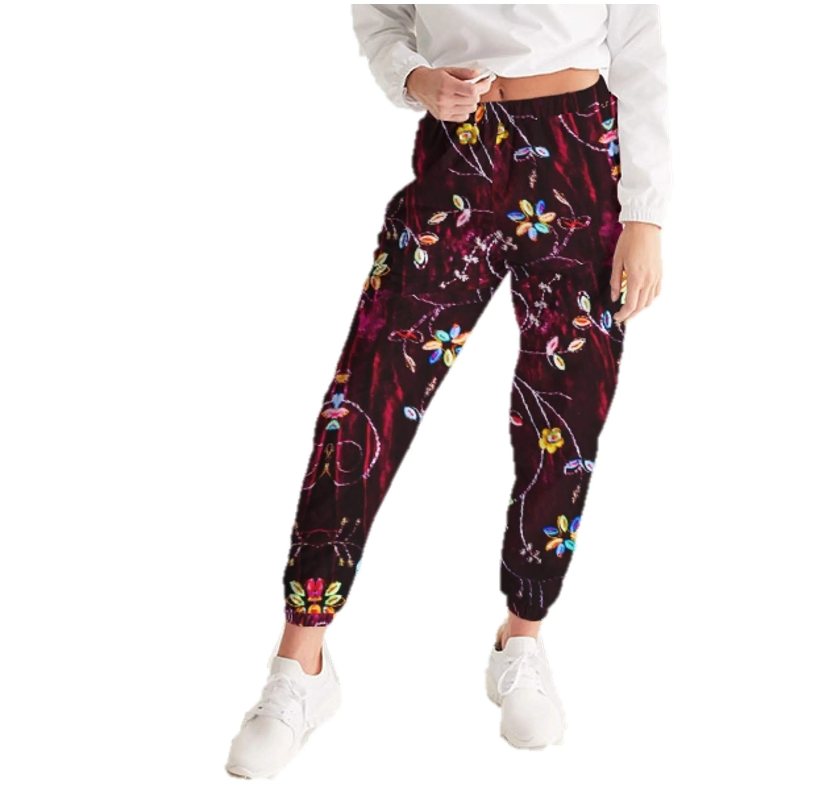 Active wear women's track pants or gym pants. Boho jogging or pants and streetwear. From Artikrti.