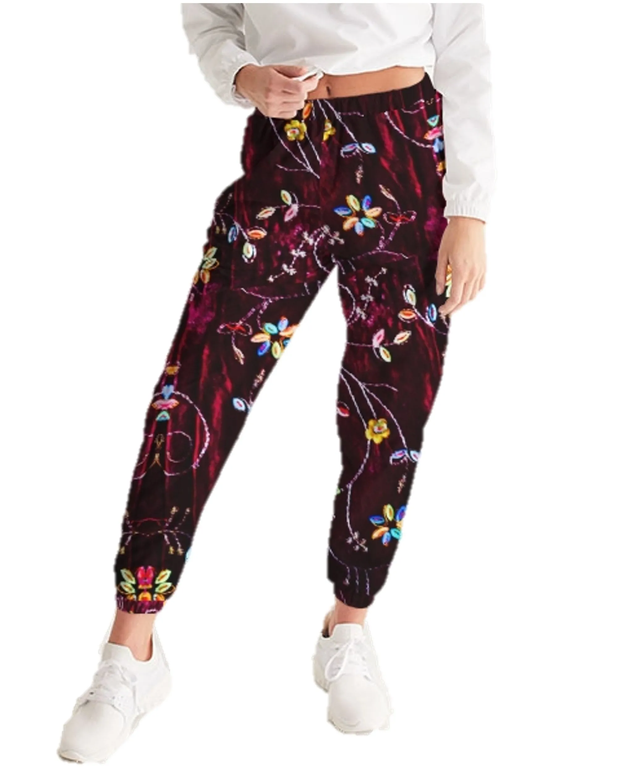 Active wear women's track pants or gym pants. Boho jogging or pants and streetwear. From Artikrti.