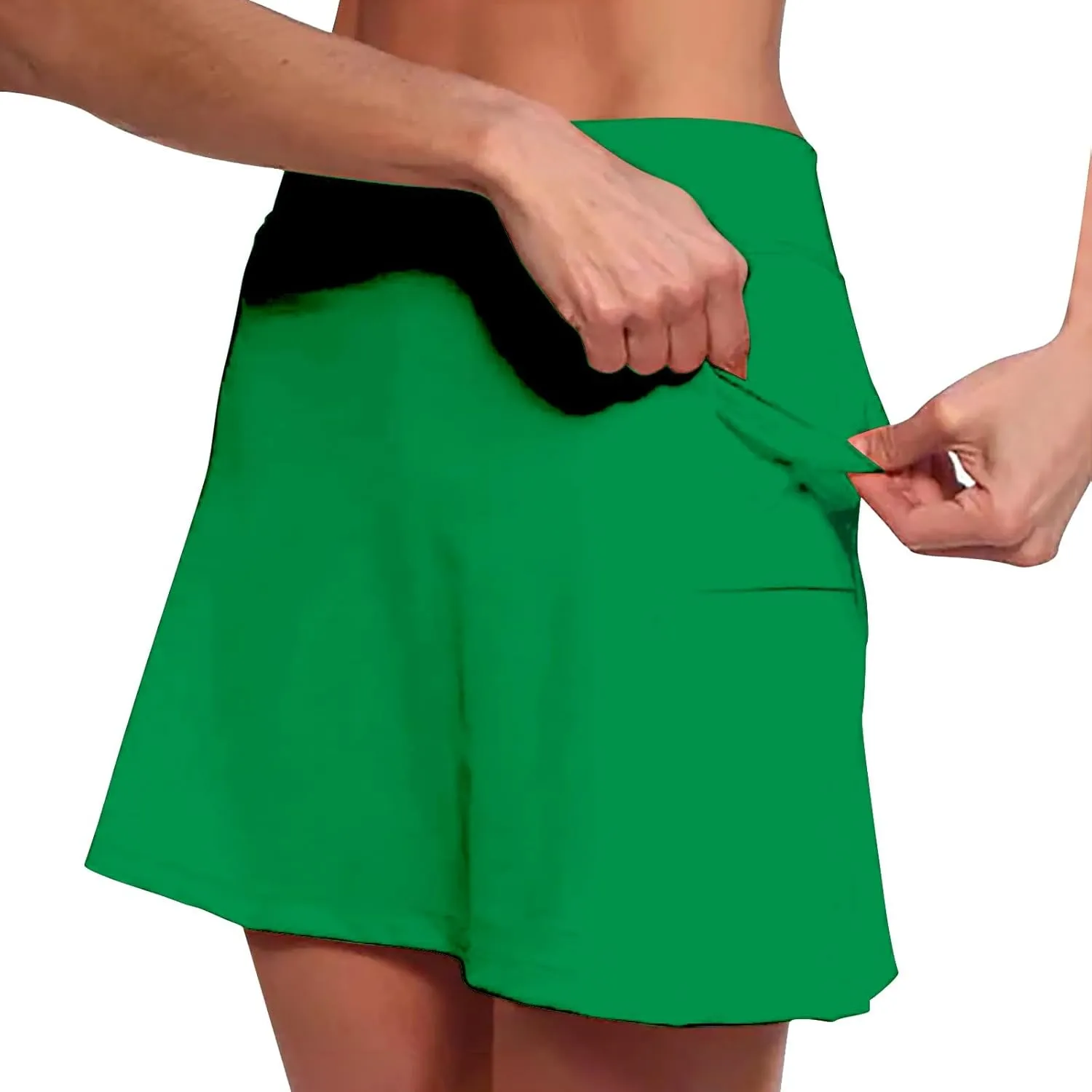 Athletic Skirts Women Solid Mid Waist Culottes Short Skirts Skinny Pants Tummy Control Plus Size Skort Womens Golf