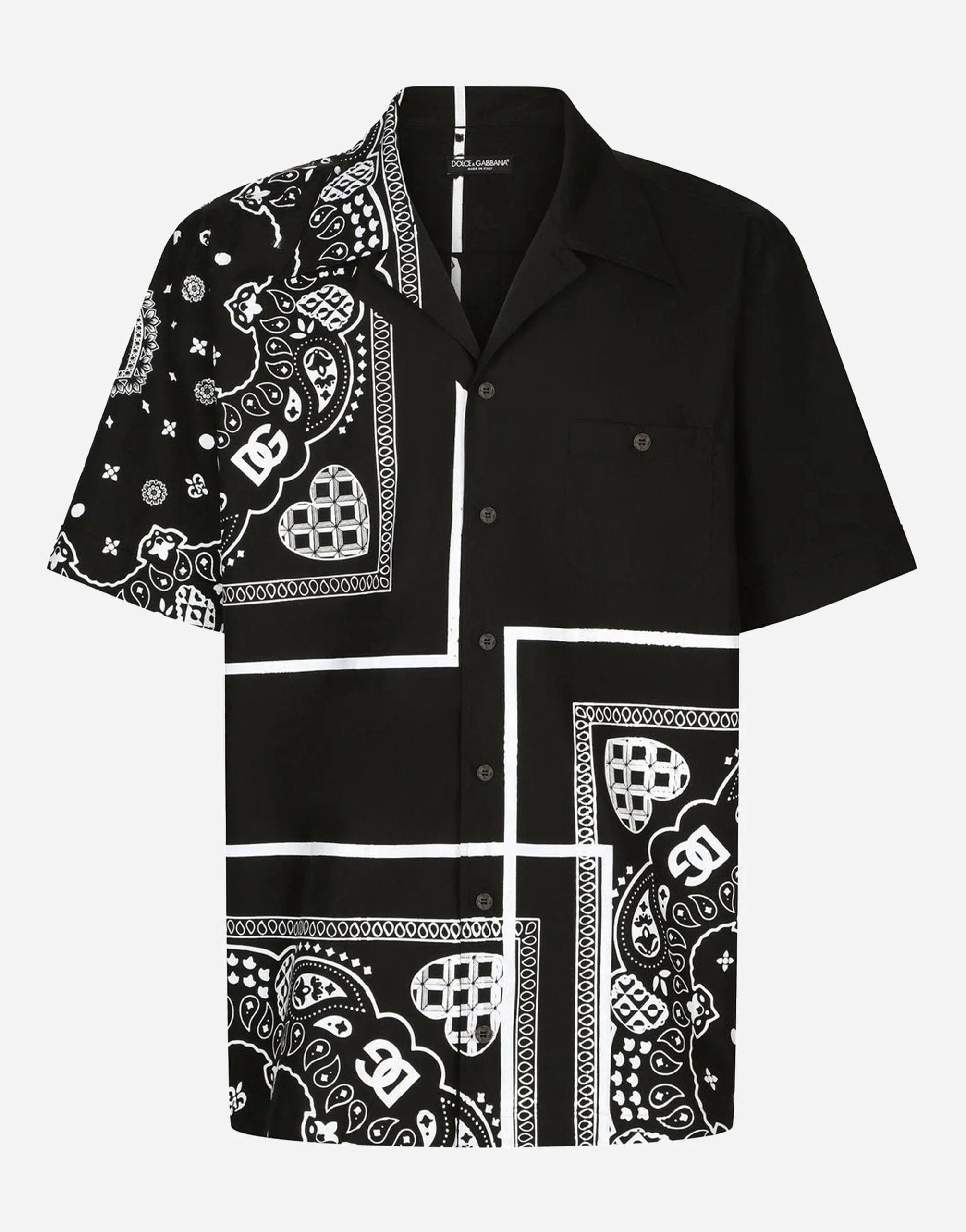 Black Bandana Print Cotton Shirt
