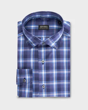 Blue Check Centoquatra Twill Cotton Shirt