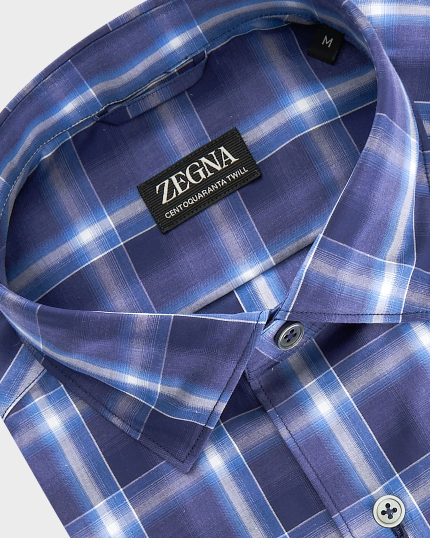 Blue Check Centoquatra Twill Cotton Shirt