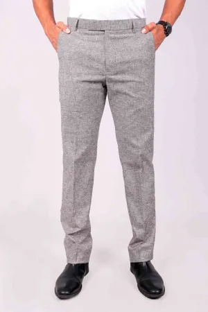 BlueBird Men's Light Grey Lycra Linen Trouser