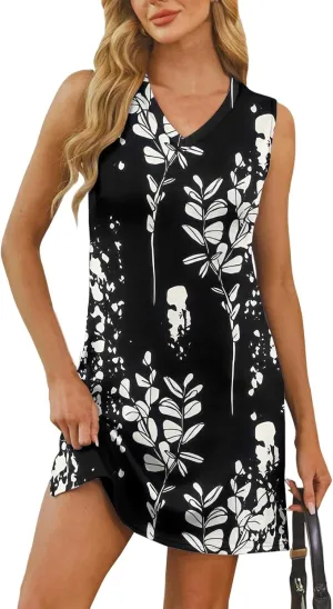 Boho Summer Dresses for Women 2025 V-Neck Beach Dress Vacation Women's Sleeveless Floral Sundress with Split