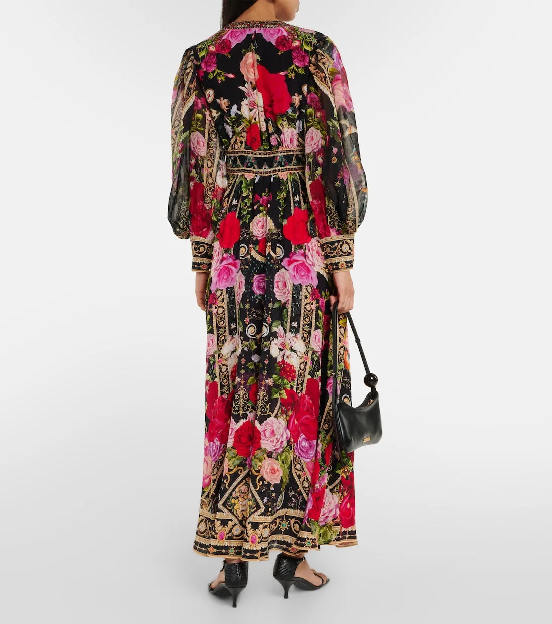 Camilla Floral Print Silk Maxi Dress, Multicolor