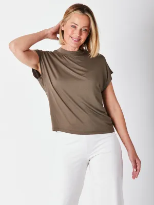 Cap Under Jacket Top-  Khaki -  25892