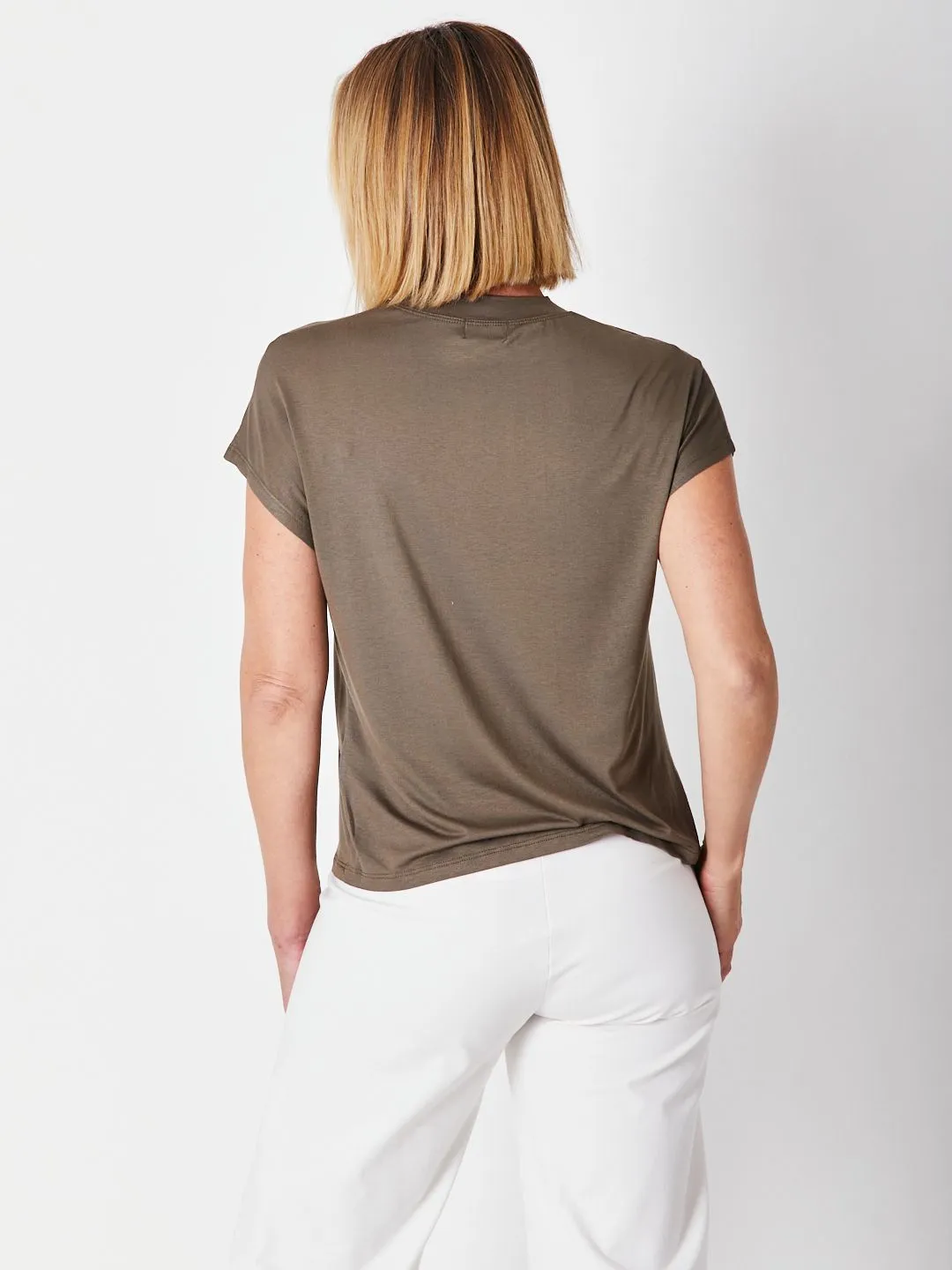 Cap Under Jacket Top-  Khaki -  25892