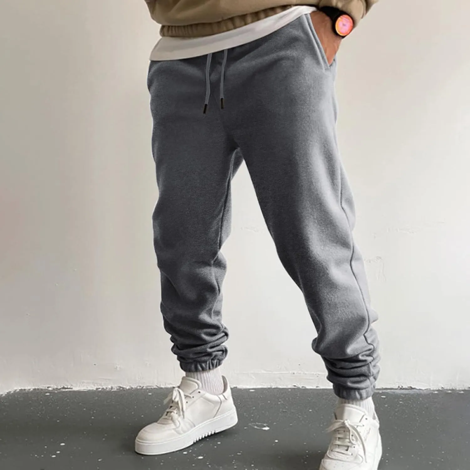 Cargo Pants for Men Relaxed Fit Army Cargo Pants Sports Mens Premium Slim Fleece Pants Zipper Pockets Athletic Jogger