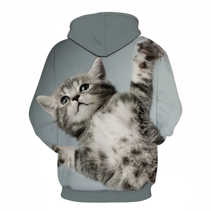 Cartoon kawaii hoodies 3D Printed Cat oversize Mens women's Sweatshirt Pullover Long Sleeve Hooded Sweatshirts Tops