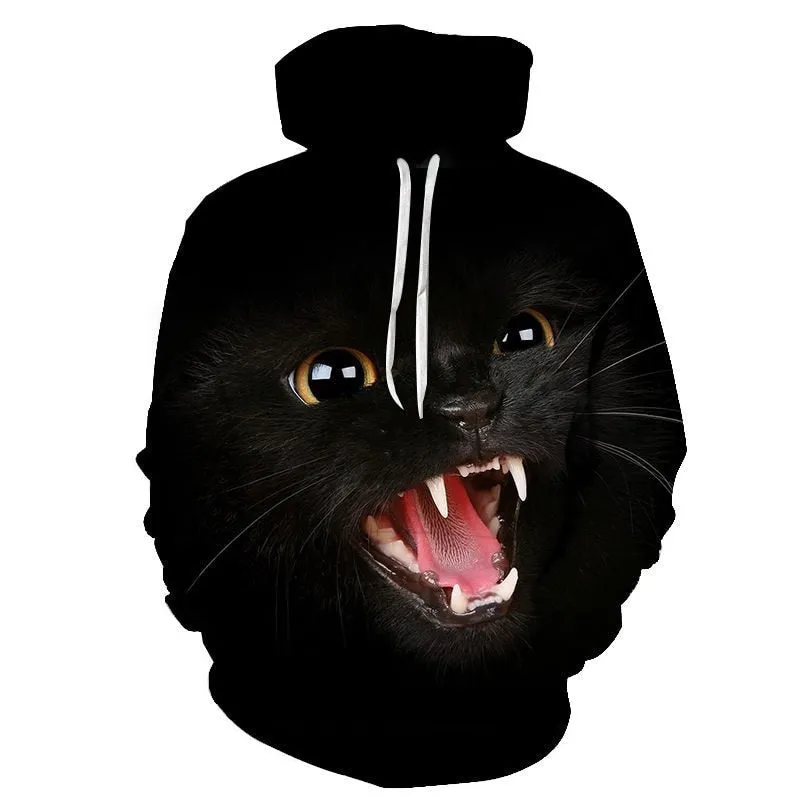 Cartoon kawaii hoodies 3D Printed Cat oversize Mens women's Sweatshirt Pullover Long Sleeve Hooded Sweatshirts Tops