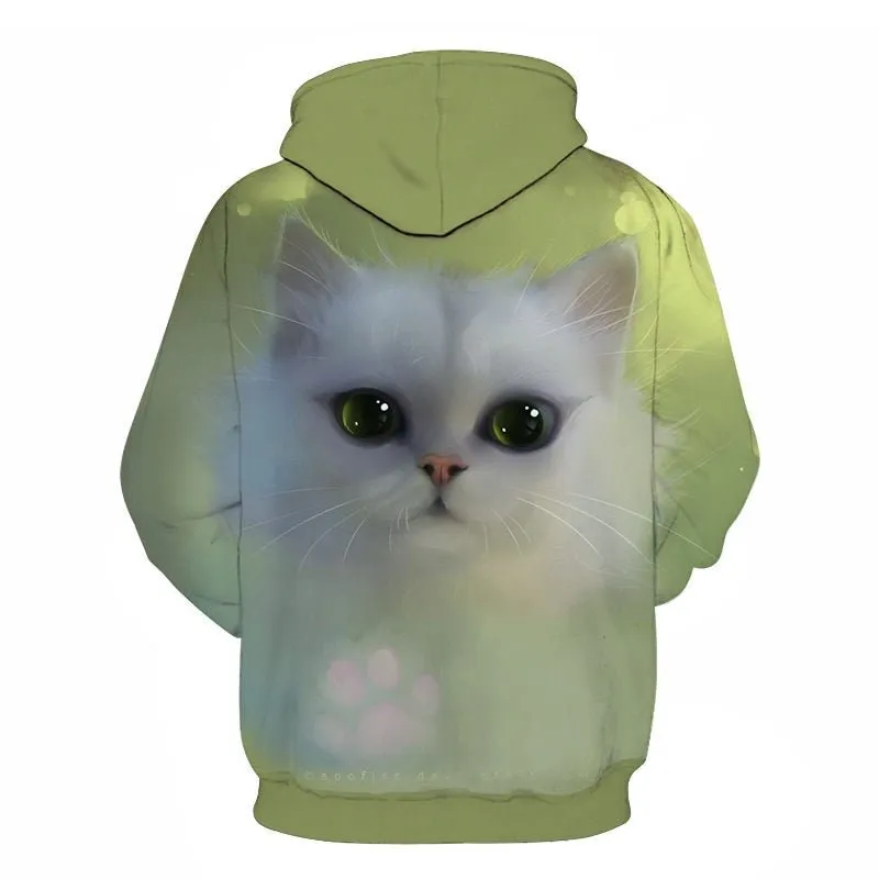 Cartoon kawaii hoodies 3D Printed Cat oversize Mens women's Sweatshirt Pullover Long Sleeve Hooded Sweatshirts Tops