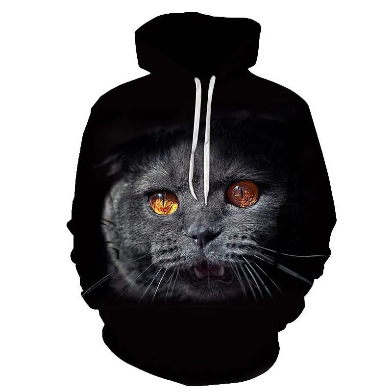 Cartoon kawaii hoodies 3D Printed Cat oversize Mens women's Sweatshirt Pullover Long Sleeve Hooded Sweatshirts Tops