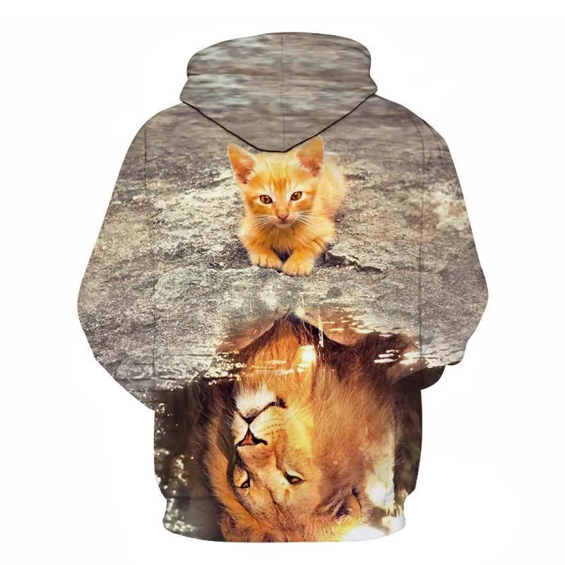 Cartoon kawaii hoodies 3D Printed Cat oversize Mens women's Sweatshirt Pullover Long Sleeve Hooded Sweatshirts Tops
