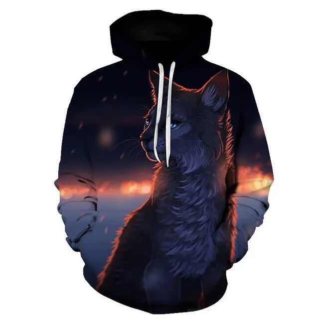 Cartoon kawaii hoodies 3D Printed Cat oversize Mens women's Sweatshirt Pullover Long Sleeve Hooded Sweatshirts Tops