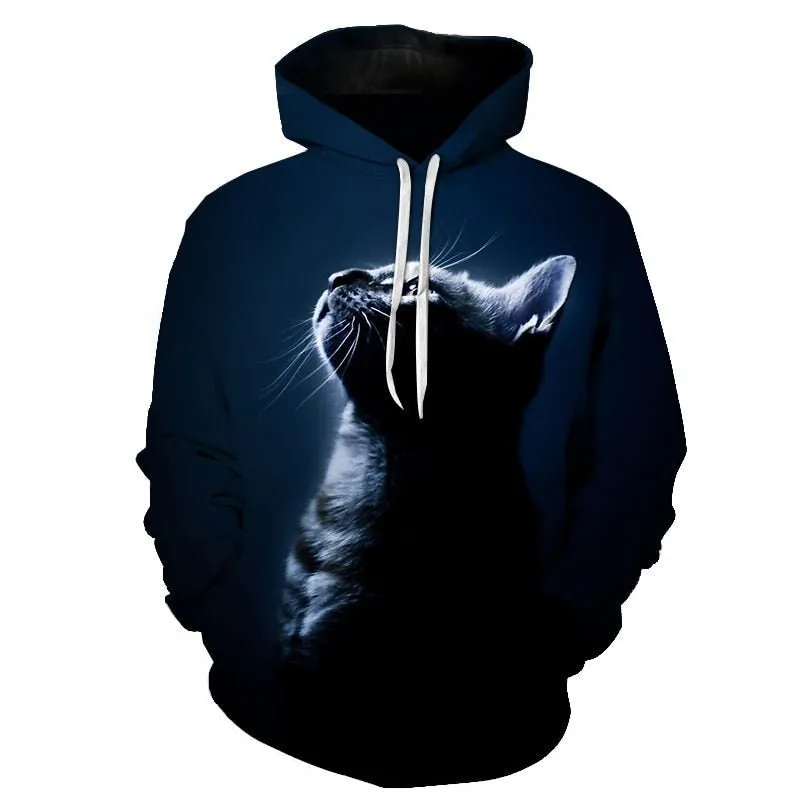 Cartoon kawaii hoodies 3D Printed Cat oversize Mens women's Sweatshirt Pullover Long Sleeve Hooded Sweatshirts Tops