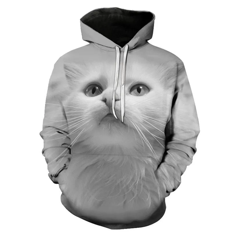 Cartoon kawaii hoodies 3D Printed Cat oversize Mens women's Sweatshirt Pullover Long Sleeve Hooded Sweatshirts Tops