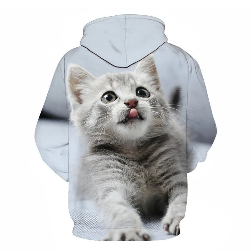 Cartoon kawaii hoodies 3D Printed Cat oversize Mens women's Sweatshirt Pullover Long Sleeve Hooded Sweatshirts Tops