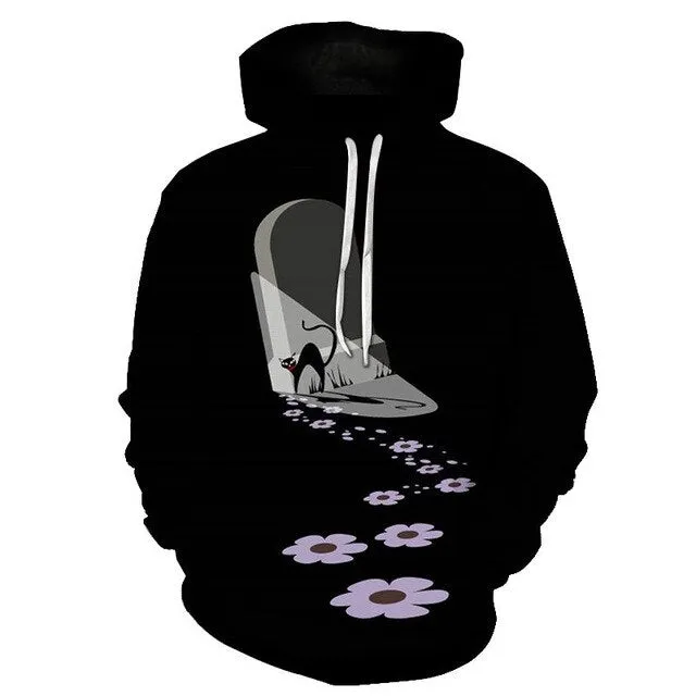 Cartoon kawaii hoodies 3D Printed Cat oversize Mens women's Sweatshirt Pullover Long Sleeve Hooded Sweatshirts Tops