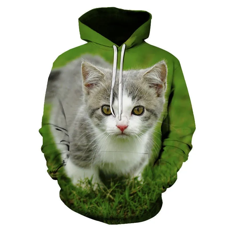 Cartoon kawaii hoodies 3D Printed Cat oversize Mens women's Sweatshirt Pullover Long Sleeve Hooded Sweatshirts Tops