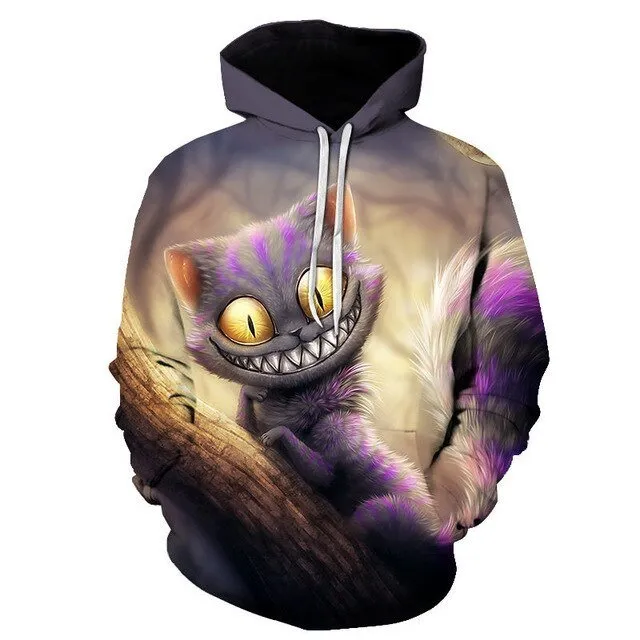 Cartoon kawaii hoodies 3D Printed Cat oversize Mens women's Sweatshirt Pullover Long Sleeve Hooded Sweatshirts Tops