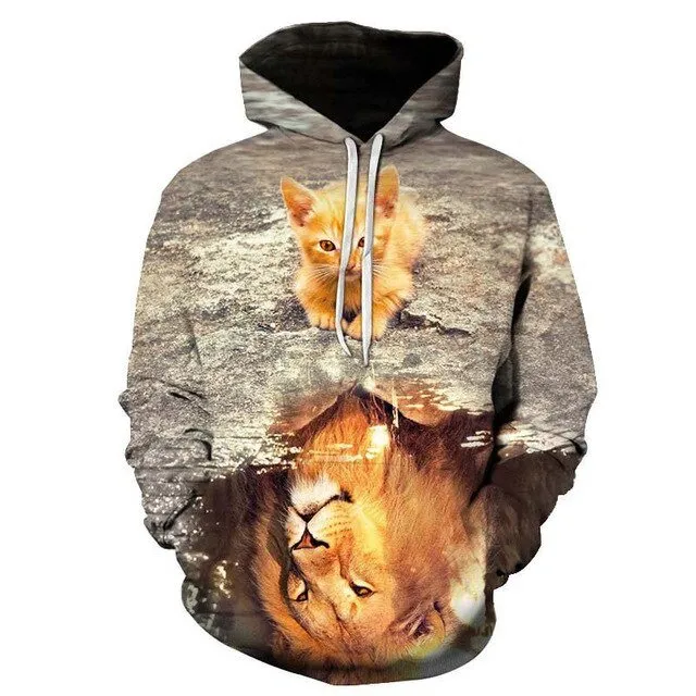 Cartoon kawaii hoodies 3D Printed Cat oversize Mens women's Sweatshirt Pullover Long Sleeve Hooded Sweatshirts Tops