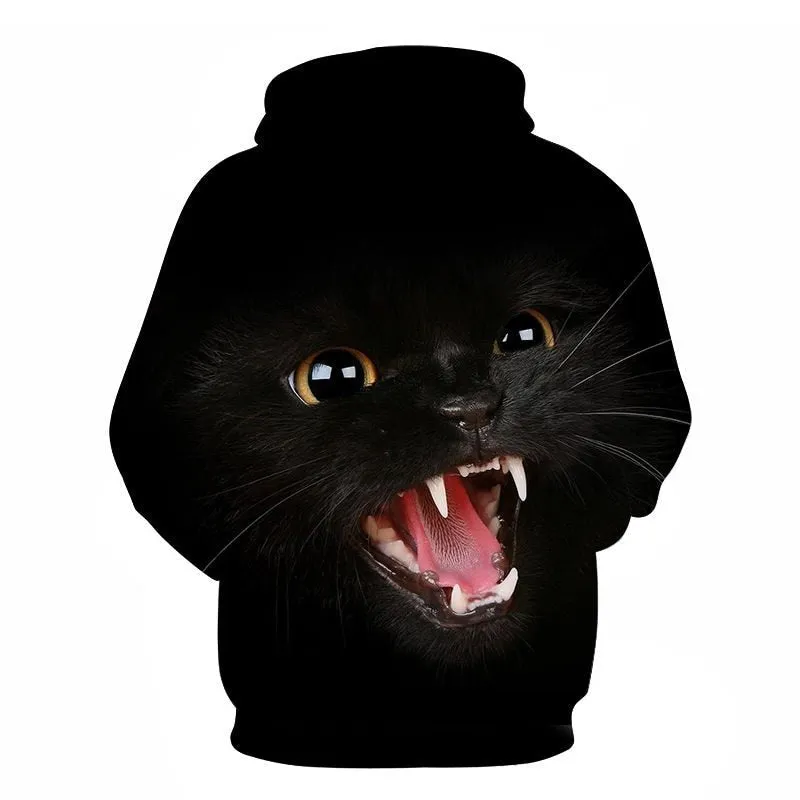 Cartoon kawaii hoodies 3D Printed Cat oversize Mens women's Sweatshirt Pullover Long Sleeve Hooded Sweatshirts Tops