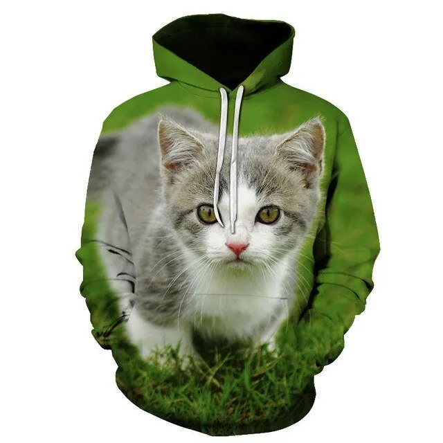 Cartoon kawaii hoodies 3D Printed Cat oversize Mens women's Sweatshirt Pullover Long Sleeve Hooded Sweatshirts Tops
