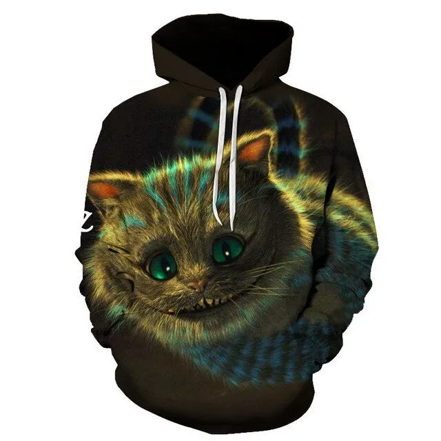 Cartoon kawaii hoodies 3D Printed Cat oversize Mens women's Sweatshirt Pullover Long Sleeve Hooded Sweatshirts Tops