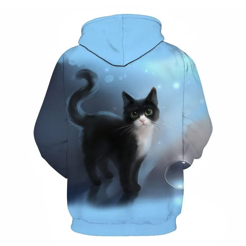 Cartoon kawaii hoodies 3D Printed Cat oversize Mens women's Sweatshirt Pullover Long Sleeve Hooded Sweatshirts Tops