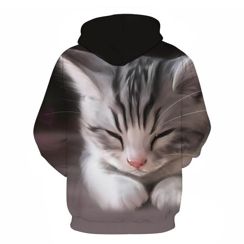 Cartoon kawaii hoodies 3D Printed Cat oversize Mens women's Sweatshirt Pullover Long Sleeve Hooded Sweatshirts Tops