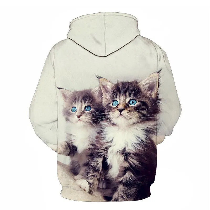 Cartoon kawaii hoodies 3D Printed Cat oversize Mens women's Sweatshirt Pullover Long Sleeve Hooded Sweatshirts Tops