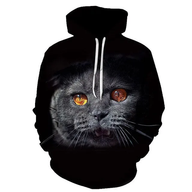 Cartoon kawaii hoodies 3D Printed Cat oversize Mens women's Sweatshirt Pullover Long Sleeve Hooded Sweatshirts Tops