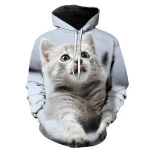 Cartoon kawaii hoodies 3D Printed Cat oversize Mens women's Sweatshirt Pullover Long Sleeve Hooded Sweatshirts Tops