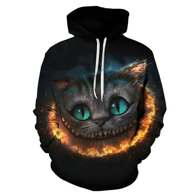 Cartoon kawaii hoodies 3D Printed Cat oversize Mens women's Sweatshirt Pullover Long Sleeve Hooded Sweatshirts Tops