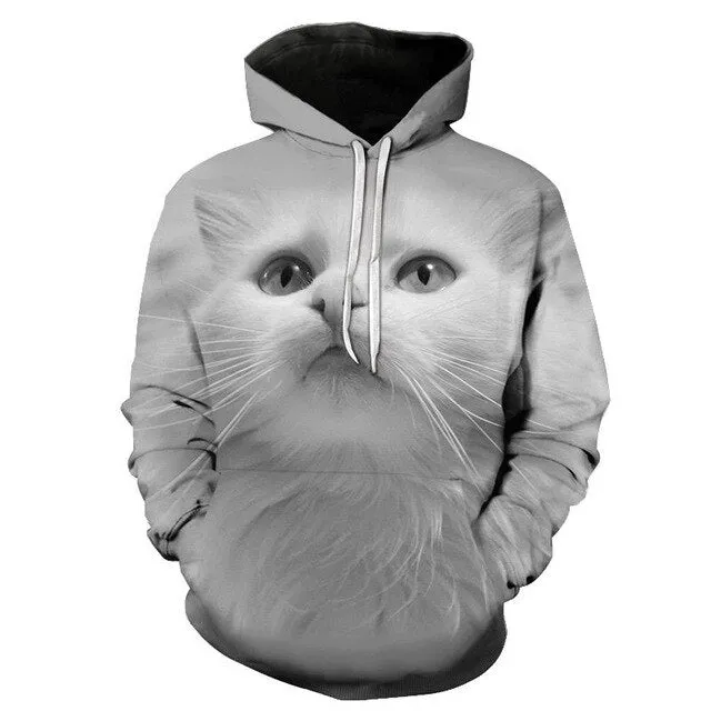 Cartoon kawaii hoodies 3D Printed Cat oversize Mens women's Sweatshirt Pullover Long Sleeve Hooded Sweatshirts Tops