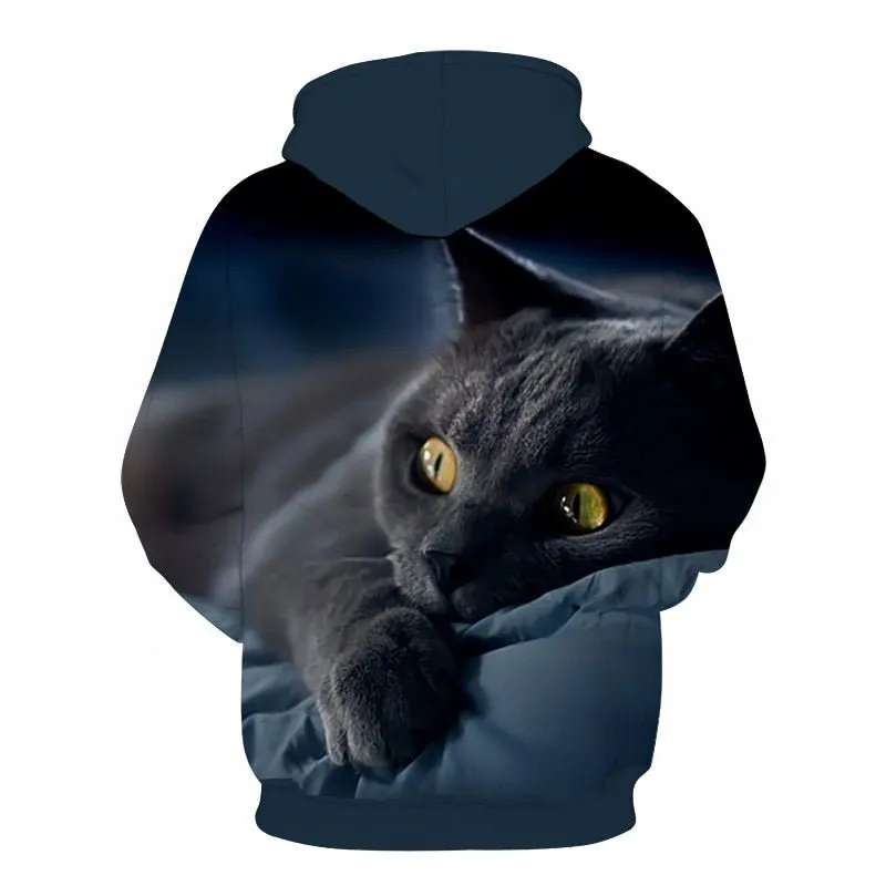 Cartoon kawaii hoodies 3D Printed Cat oversize Mens women's Sweatshirt Pullover Long Sleeve Hooded Sweatshirts Tops