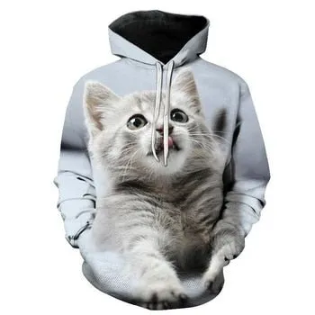 Cartoon kawaii hoodies 3D Printed Cat oversize Mens women's Sweatshirt Pullover Long Sleeve Hooded Sweatshirts Tops