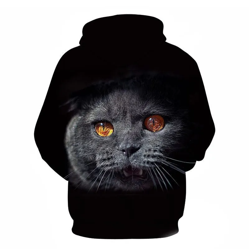 Cartoon kawaii hoodies 3D Printed Cat oversize Mens women's Sweatshirt Pullover Long Sleeve Hooded Sweatshirts Tops
