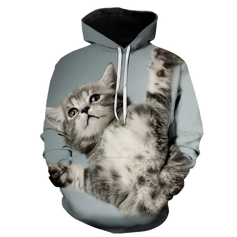 Cartoon kawaii hoodies 3D Printed Cat oversize Mens women's Sweatshirt Pullover Long Sleeve Hooded Sweatshirts Tops