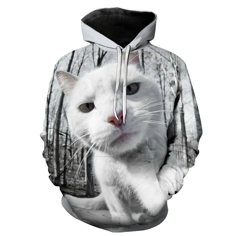 Cartoon kawaii hoodies 3D Printed Cat oversize Mens women's Sweatshirt Pullover Long Sleeve Hooded Sweatshirts Tops