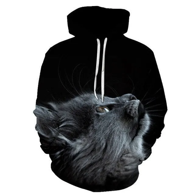 Cartoon kawaii hoodies 3D Printed Cat oversize Mens women's Sweatshirt Pullover Long Sleeve Hooded Sweatshirts Tops