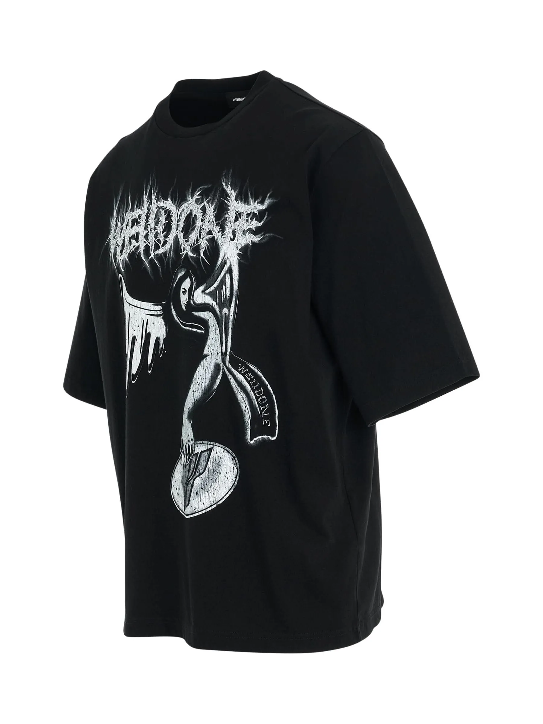 Crack Angel Print T-Shirt in Black