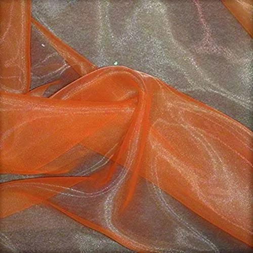 Dark Orange 60"Wide 100% Polyester Soft Light Weight, Sheer Crystal Organza Fabric Sold By The Yard