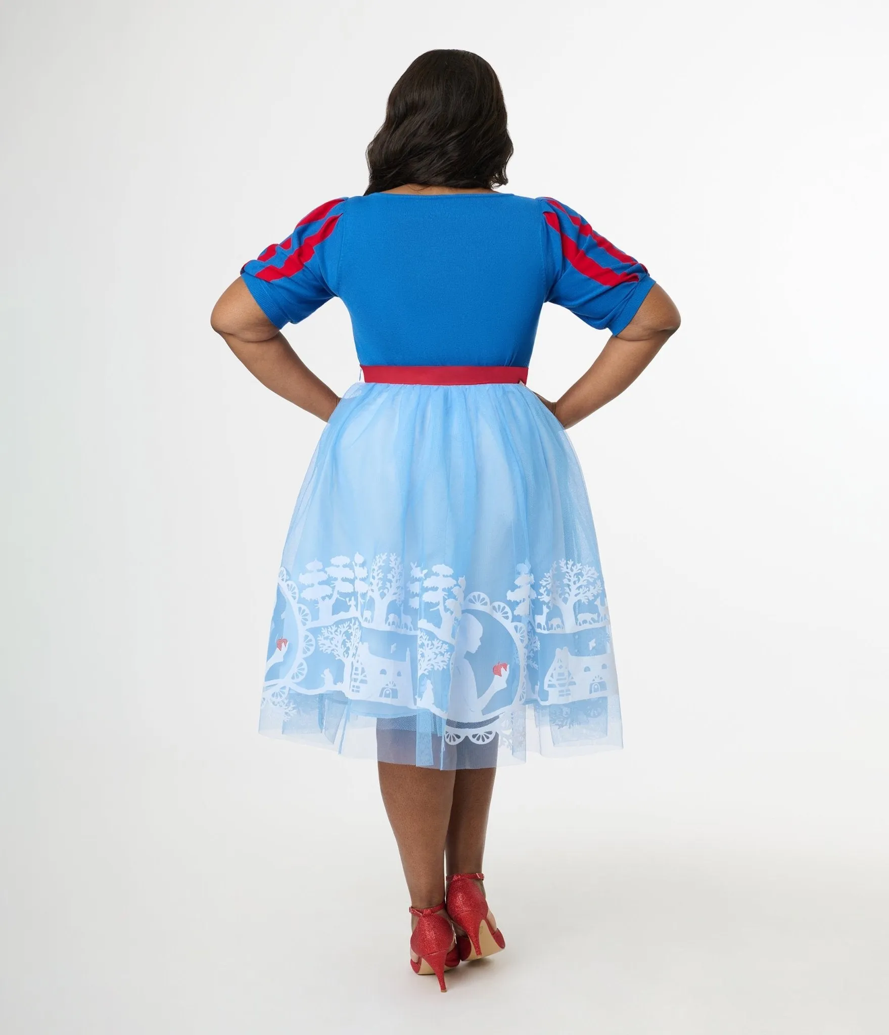 Disney's Snow White Collection by Unique Vintage Plus Size Baby Blue Flocked Tulle Ballerina Skirt