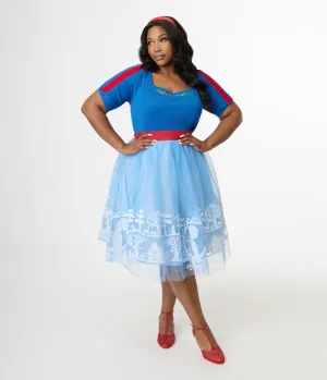 Disney's Snow White Collection by Unique Vintage Plus Size Baby Blue Flocked Tulle Ballerina Skirt