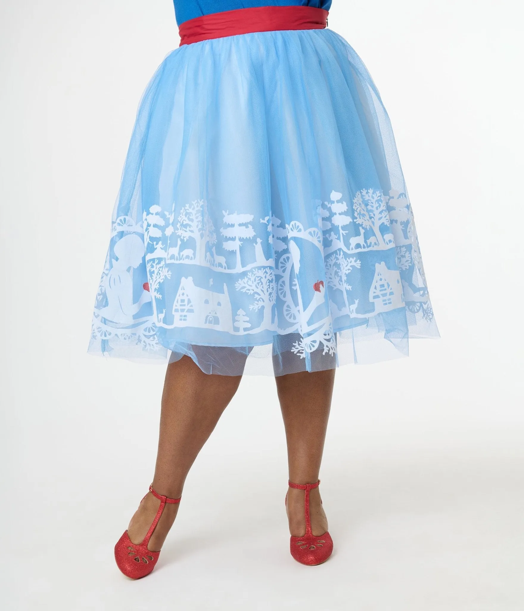 Disney's Snow White Collection by Unique Vintage Plus Size Baby Blue Flocked Tulle Ballerina Skirt