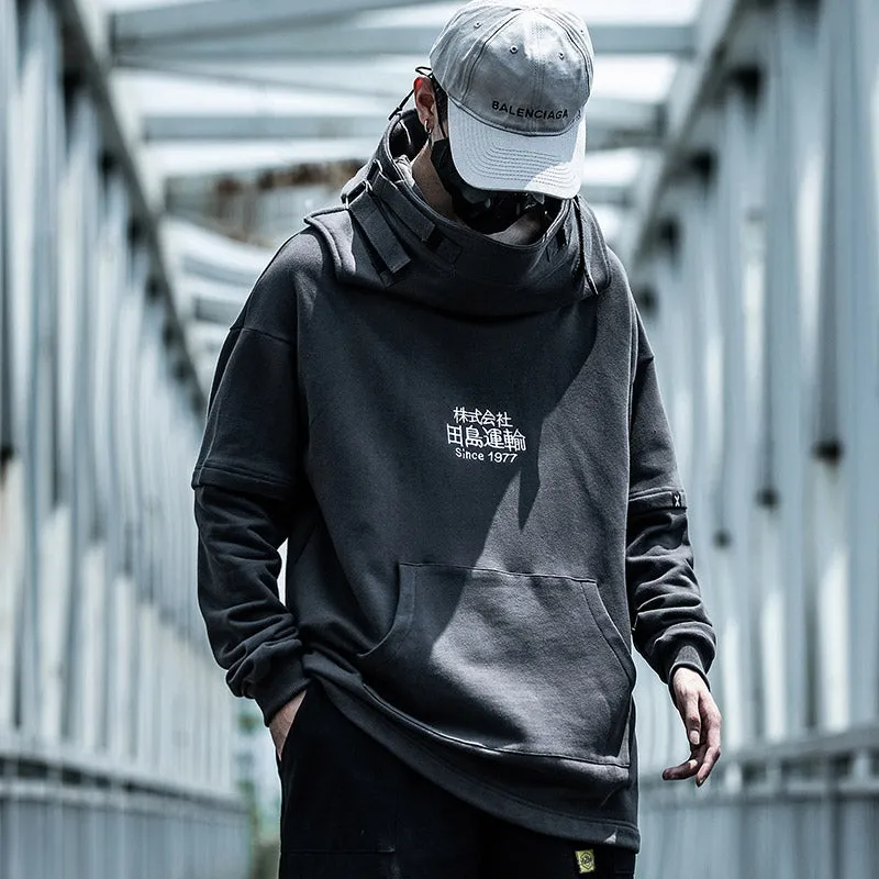 Embroidery Harajuku Hoodie Mens Casual Japanese Streetwear Hoodies Hip Hop Sweatshirts Man Pullovers Outerwear
