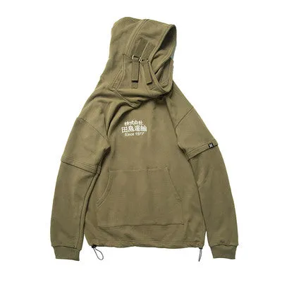 Embroidery Harajuku Hoodie Mens Casual Japanese Streetwear Hoodies Hip Hop Sweatshirts Man Pullovers Outerwear