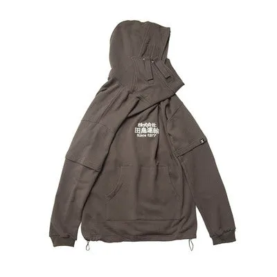 Embroidery Harajuku Hoodie Mens Casual Japanese Streetwear Hoodies Hip Hop Sweatshirts Man Pullovers Outerwear